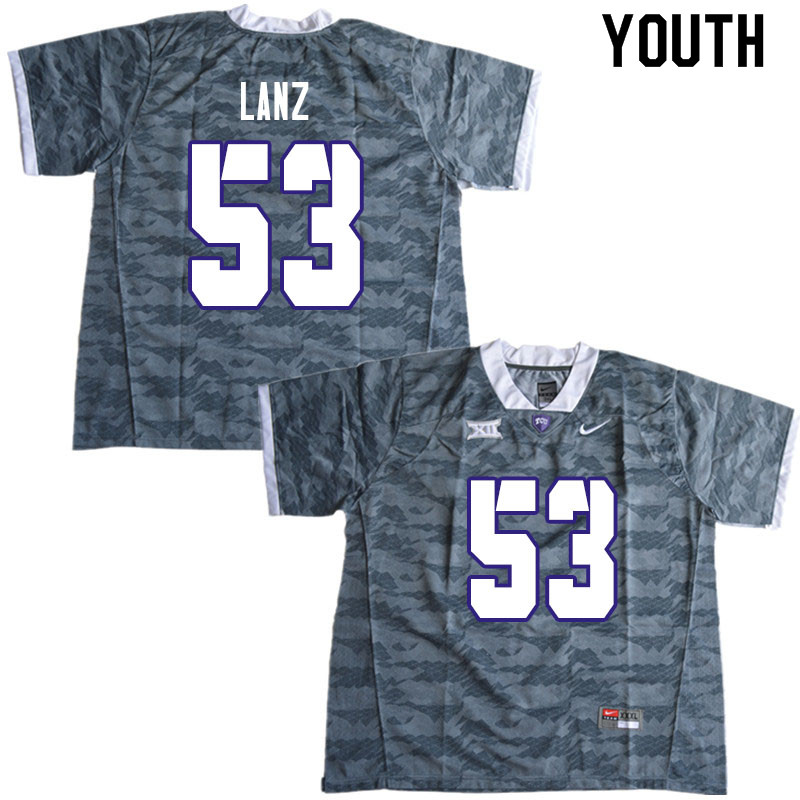 Youth #53 John Lanz TCU Horned Frogs College Football Jerseys Sale-Gray - Click Image to Close